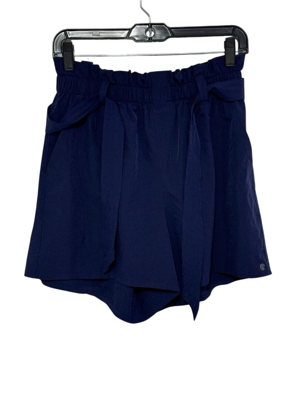 Apana Womens Navy Blue Elastic Waist Shorts With Belt Size M